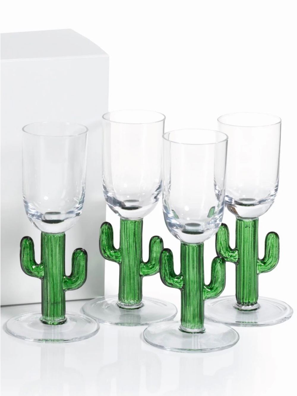 New Green Cactus Stem Shot Glasses - Set of 4 - Picture 6 of 6